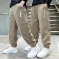 thumbnail image 2 of Ruyang Corduroy Jogger Pants for Boys Letter Print Harem Pant Kids Elastic Waist Sweatpants Fall Lightweight Running Pants, 2 of 7