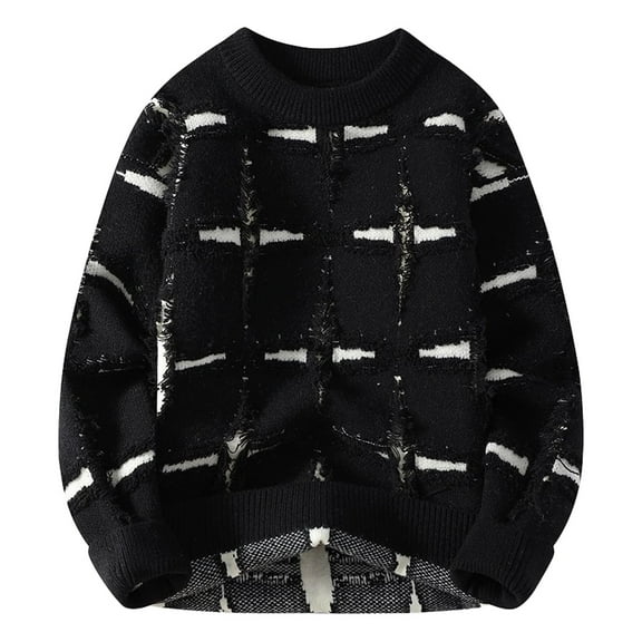 CONZONE Mens Pullover Sweatshirts Long Sleeve Sweatshirt for Men Trendy Sweaters Crew Neck Warm Fall Knit Sweatshirt