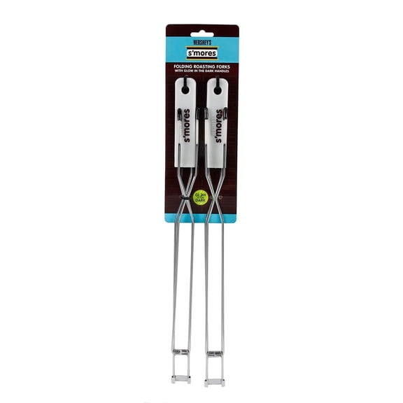 Hershey's S'mores 26 Inches Glow In The Dark Handles Foldable Stainless Steel Forks, 2 Pcs