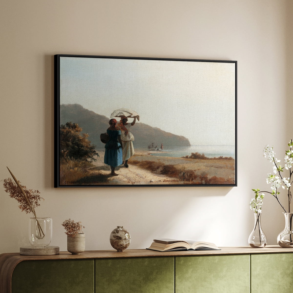 Vintage Landscape-CIX By Wexford Home Framed in Black Wood Gallery Wrapped Canvas 27 in. x 41 in.