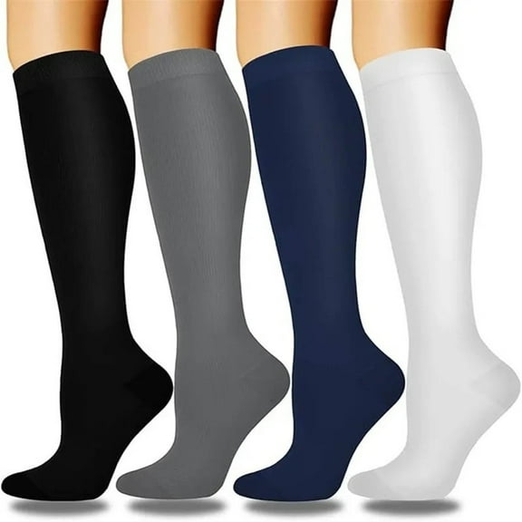 ATENAR 4PC Womens Socks,Compression Socks for Women,Shaping,Supportive,Cotton,Light Blue,S/M