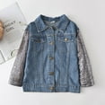 thumbnail image 4 of 2-7T Toddler Baby Girls Unicorn Jean Jacket with Sequins Sparkly Sleeve Kids Fashion Denim Jackets Outerwear, 4 of 10