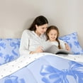 thumbnail image 4 of Manfei Ensemble de Literie Chic Bleu avec Nœud, Ensembles de Literie Grand pour Filles avec Nœud, Ensembles de Draps Grand Ruban de Princesse de Rêve, Déco de Chambre Super Douillette Réversible 7 Pcs, 4 of 6