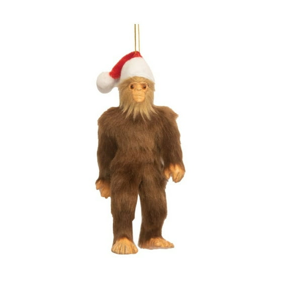 Kurt Adler Furry Bigfoot with Santa Hat Hanging Ornament, 5.5"