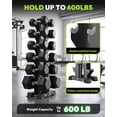thumbnail image 5 of HANDBODE 6-Tier Dumbbell Rack 600 lb Capacity, A-Frame Weight Stand with Olympic Bar Holder, Heavy Duty 3-in-1 Gym Storage Organizer with Landmine, 5 of 9