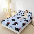 thumbnail image 4 of jejeloiu Kawaii Cat Kitten Twin Sheet Sets,Puppy Dogs Paws Print Twin Fitted Sheet,Blue Black Flat Sheet For Kids,Super Cozy Room Decor,3-Piece, 4 of 7