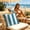 Blue, variant on Outdoor Waterproof Pillow Cover 18x18 Inch Geometric Stripe Pattern Decorative Cushion Case for Sofa Chair Patio - Nylon Spandex Fabric, Easy Clean, 1 Pack