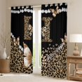 thumbnail image 2 of Manfei Cute Butterfly Bowtie Blackout Curtains,Pearl Cheetah Window Curtains Pack of 2 (38x45 Each),Black Brown, 2 of 6