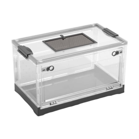 Reptile Terrarium Clear Foldable Habitat Sliding Cover PET Plastic Large Size for Home or Classroom Use