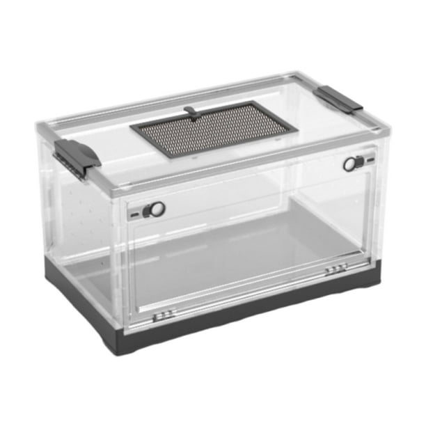 Terrario de escritorio transparente plegable para reptiles, multifuncional para mascotas. Negro L