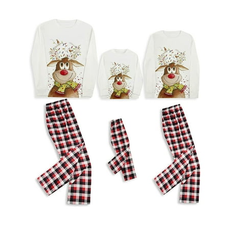 

Huakaishijie Christmas Pajamas Set for Family Parent-Child Long SLeeve Sleepsuits Nightwear
