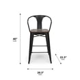 thumbnail image 6 of OFM 161 Collection Industrial Modern 4 Pack 26" Mid Back Metal Stools with Arms and Solid Ash Wood Seats, Galvanized Steel Bar Stools with Oversized Seats, in Black/Walnut (161-26A-BK-WNT-4), 6 of 17