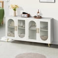 thumbnail image 2 of Gzxs Modern Buffet Cabinet with Storage, 60"W Large Sideboard Buffet Cabinet with 4 Glass Doors, Wood Coffee Bar Cabinet for Kitchen Entryway Dining Room, Antique White, 2 of 9