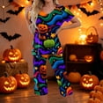 thumbnail image 3 of Women's Halloween Loungewear Set Short Sleeve V Neck Top and Cropped Pants with Pockets Ghost Pumpkin Print Breathable Soft Pajama Set for Home Outdoor Multicolor 2XL, 3 of 6