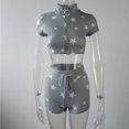 thumbnail image 3 of DPTALR Women Star Print Zipper Sportswear 2PC Tracksuit Short Sleeve Sets, 3 of 4