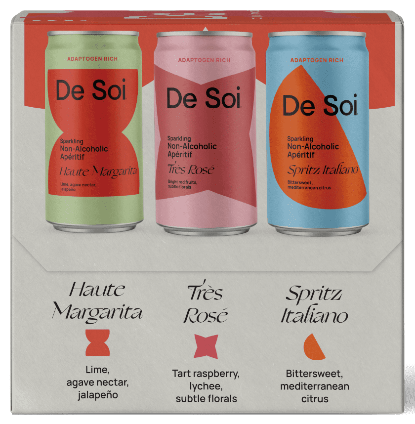 De Soi Variety Pack Non-Alcoholic Aperitif Cocktail Mixer, Liquid in Aluminum Cans, 6 Count