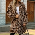 thumbnail image 6 of Ofreoo Winter Coats for Women Faux Fur Collar Classic Leopard Medium Long Jacket,Holiday,Wedding,Party on Clearance, 6 of 9