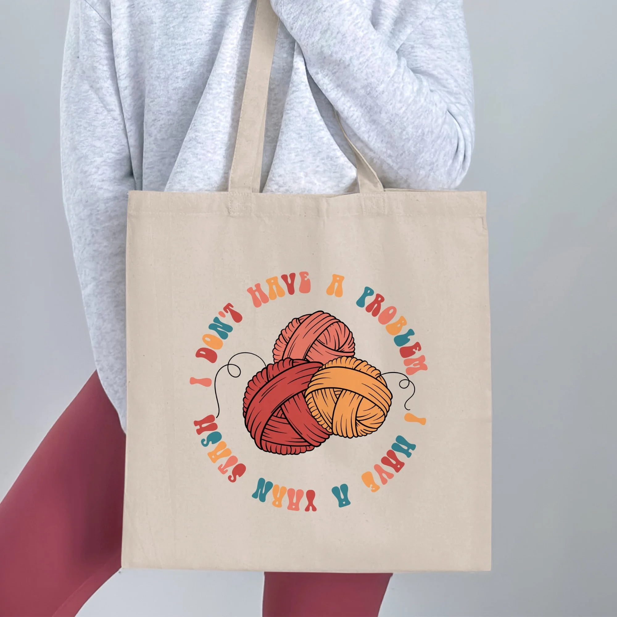 Crocheter Knitter Gift, Crocheting Knitting Yarn Tote Bag, Project Bag