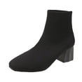 thumbnail image 1 of NECHOLOGY Botas Mujer Adulto Femenino Zapatos Botines de mujer Moda mujer malla Color sólido otoño suela gruesa tacones cuadrados Slip On Botines cortos zapatos de punta redonda (Black, 7.5), 1 of 6