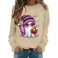 thumbnail image 4 of YVNAURA Women’s Oversized Funny Halloween Graphic Sweatshirt Crewneck Long Sleeve Pullover Cute Fall Loose Fit Spooky Season Top Casual Party 1 Pack, Beige,L, 4 of 5