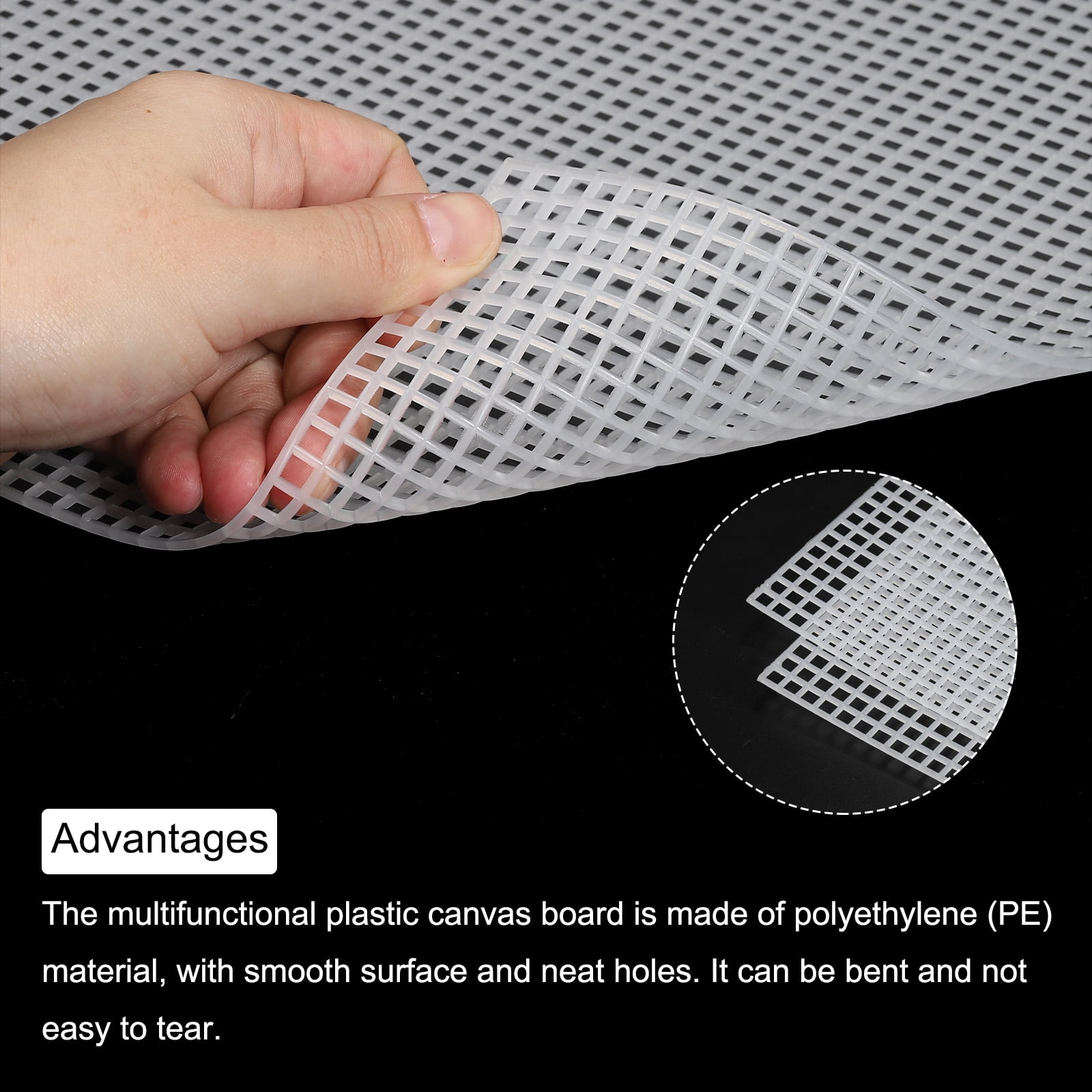 Plastic Mesh Canvas Sheet 38x36.5cm/15x14inch White Blank Canvas Rectangle 4mm Hole for Embroidery, Pack of 4