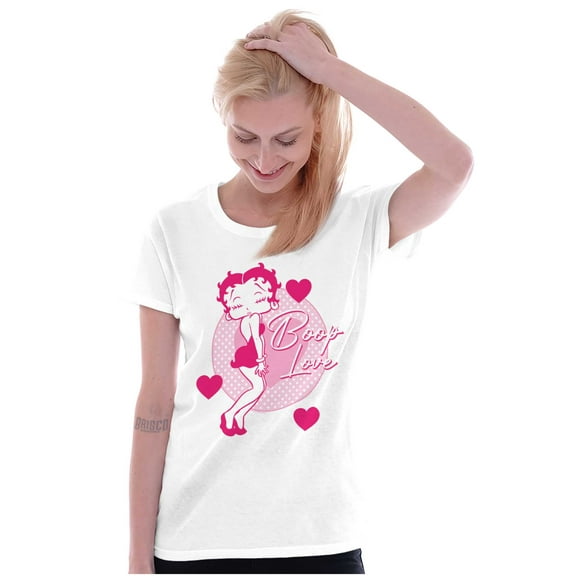 Vintage Betty Boop Cartoon Love Heart Women's T Shirt Ladies Tee Brisco Brands S
