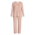 thumbnail image 5 of Time and Tru Women's V-Neck Sweater and Pants Lounge Set, 2-Piece, Sizes, XS-XXXL, 5 of 5