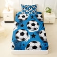 thumbnail image 3 of Erosebridal Soccer Sport Games Themed Kids Twin Sheet Sets For Football Gamer,Cute Stars Print Bedding 3-Piece, 3 of 6