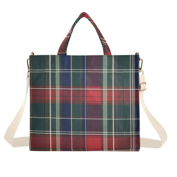 FORMRS Womens Corduroy Tote Bag Crossbody Shoulder Handbag with Pocket, Warm Tartan Mosaic