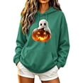 thumbnail image 2 of Molidfa Womens Glowing Pumpkin Hoodie Cute Ghost Halloween Graphic Oversized Top, 2 of 5