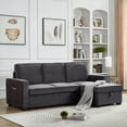 thumbnail image 6 of Hybition Modern L-Shaped Sectional Sofa Velvet Sofabed with Storage Chaise Gray, 6 of 7