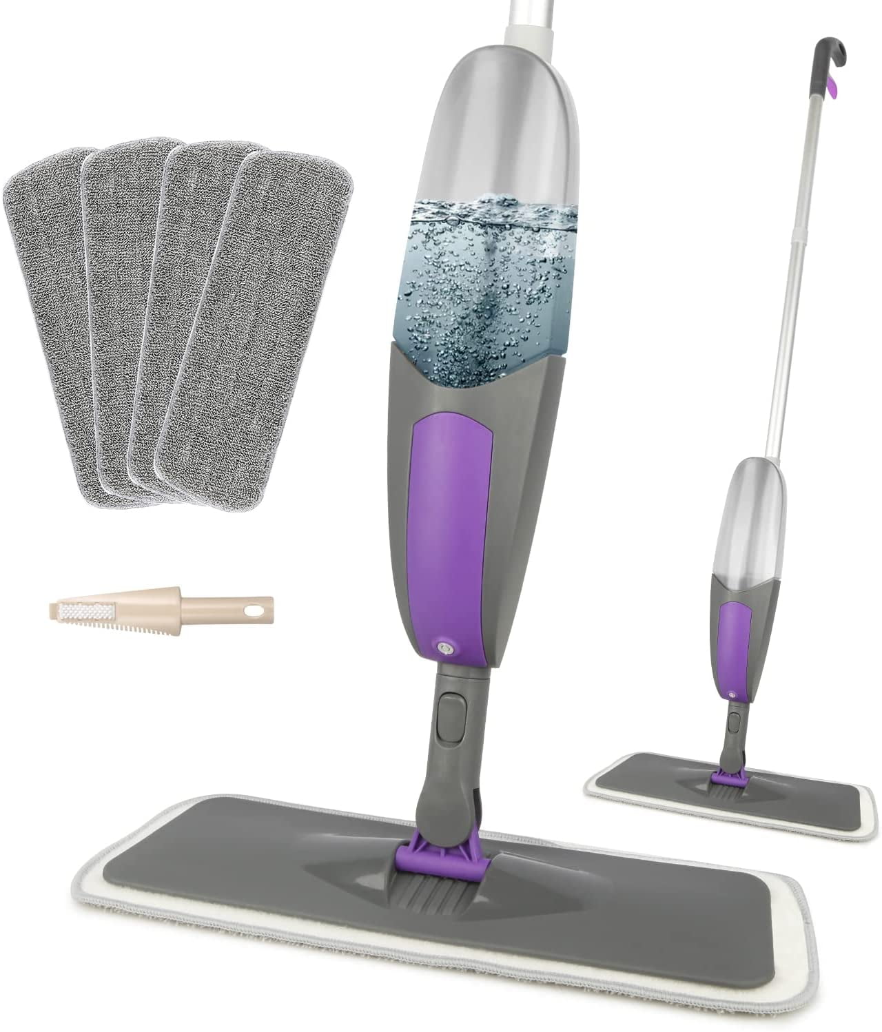 Microfiber Spray Mops for Floors Cleaning,TINA&TONY Dry Dust Mop Wet Mop with Washable Mop Heads,640ML Water Tank and 1 Scraper Floor Mop for Hardwood,Laminate Floors,Ceramic 2 Pack mop Heads