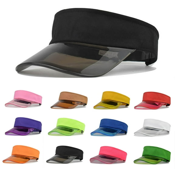 Womens Solid Color Transparent Visor Cap Sun Protection Topless Baseball Design