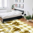 thumbnail image 5 of Area Rugs Indoor Non-Slip Rectangle Rug 4x6 Ft Yellow Tulip Yellow Flower Silhouette Plaid Rug Rubber Backing Floor Mats Non Shedding Home Decor Carpet for Entryway Living Room, 5 of 8