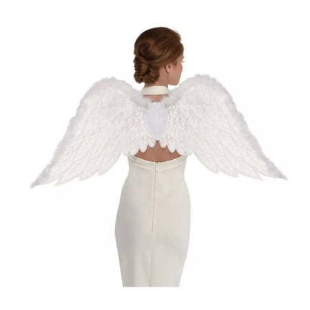 Angel Wings - White - Iridescent- Feathers - Costume Accessory - Teen Adult