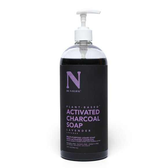 Dr. Natural Activated Charcoal Citrus Liquid Soap - 2-pack, 32oz each, 100% Plant-Based, Paraben-Free, Sulfate-Free, Cruelty-Free (Lavender, 1-Pack)