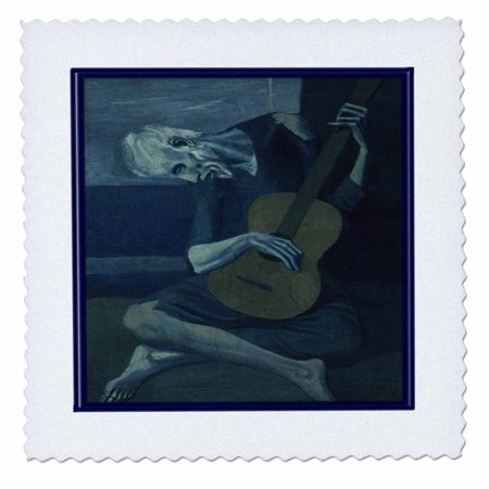 3dRose Picasso Painting Of 1903 The Old Guitarist - Quilt Square, 25 by 25-inch