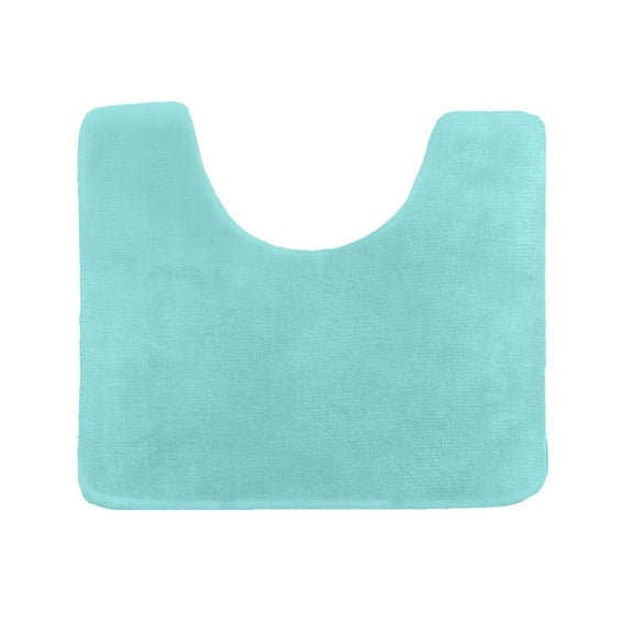 Clara Clark Bath Mat Bathroom Rug - Absorbent Memory Foam Bath Rugs - Non-Slip, Thick, Cozy Velvet Feel Microfiber Bathrug, Plush Shower, Toilet- Floor Bathmats Carpet - Aqua - Contour Size 24"x20"
