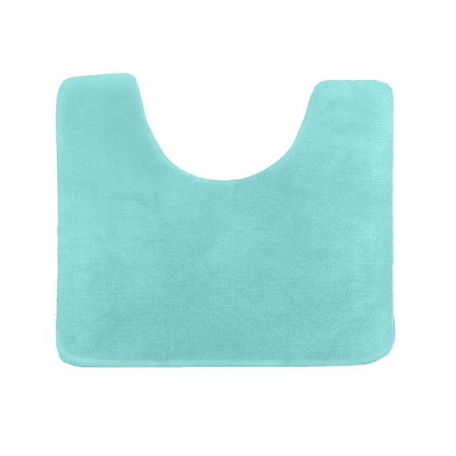 Clara Clark Bath Mat Bathroom Rug - Absorbent Memory Foam Bath Rugs - Non-Slip, Thick, Cozy Velvet Feel Microfiber Bathrug, Plush Shower, Toilet- Floor Bathmats Carpet - Aqua - Contour Size 24"x20"