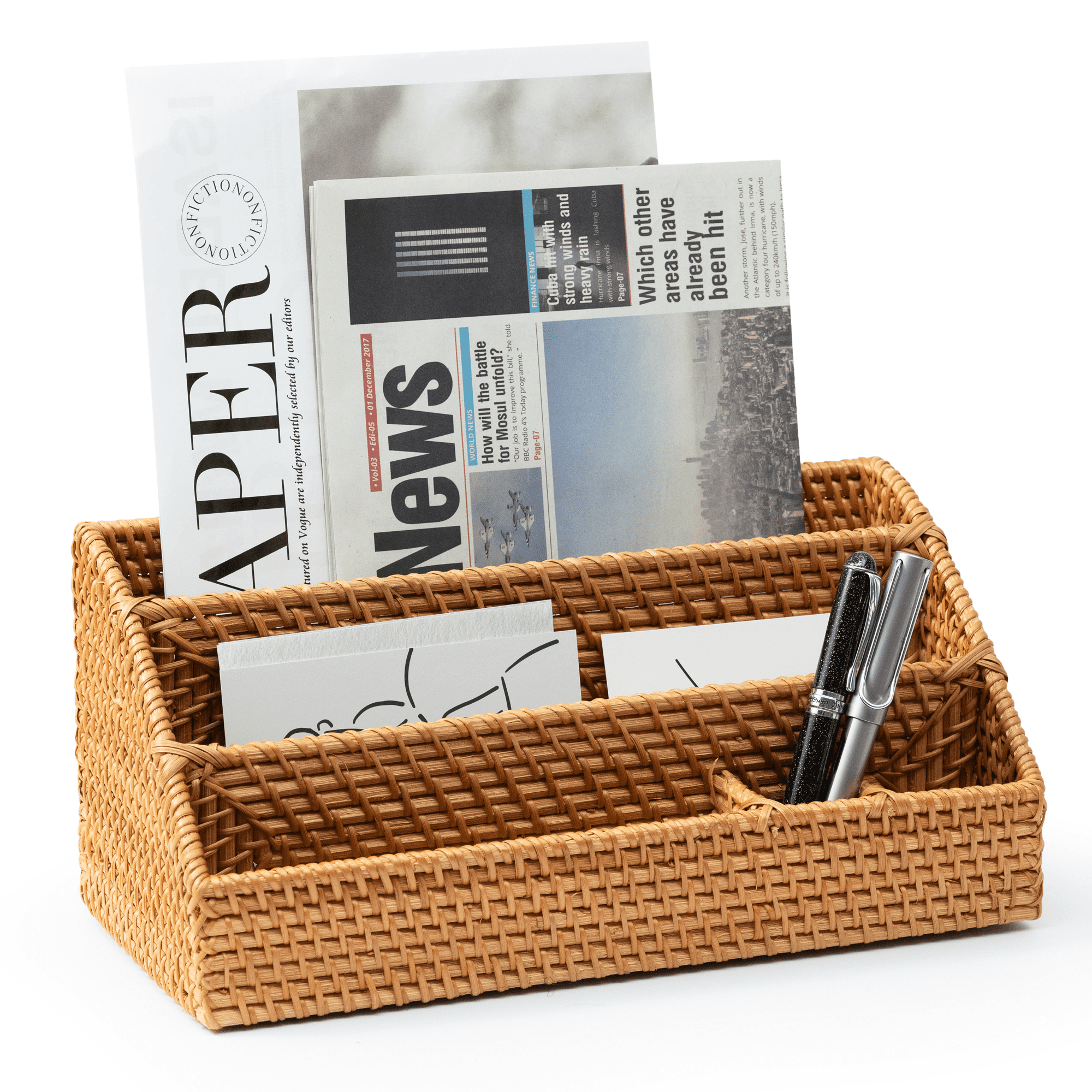 Gaiamade Rattan Office Mail Organizer , Mail Holder Countertop, Woven