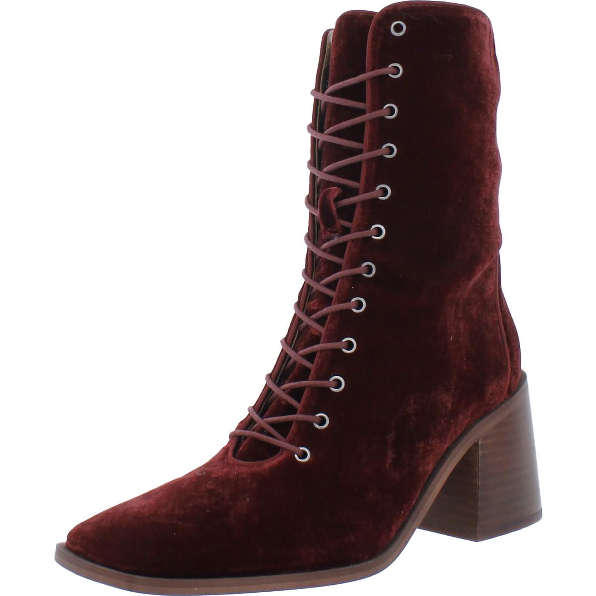 Velvet lace up booties new arrivals