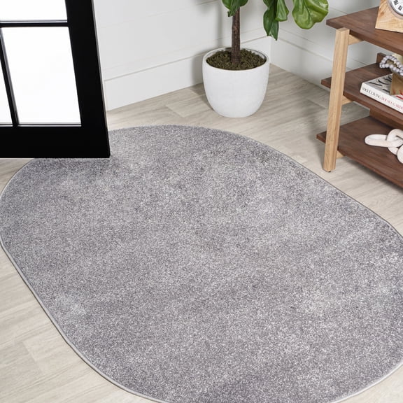JONATHAN Y SUPERSOFT 3 x 5 Oval Area Rug, Haze - Gray, SEU100A-3OV
