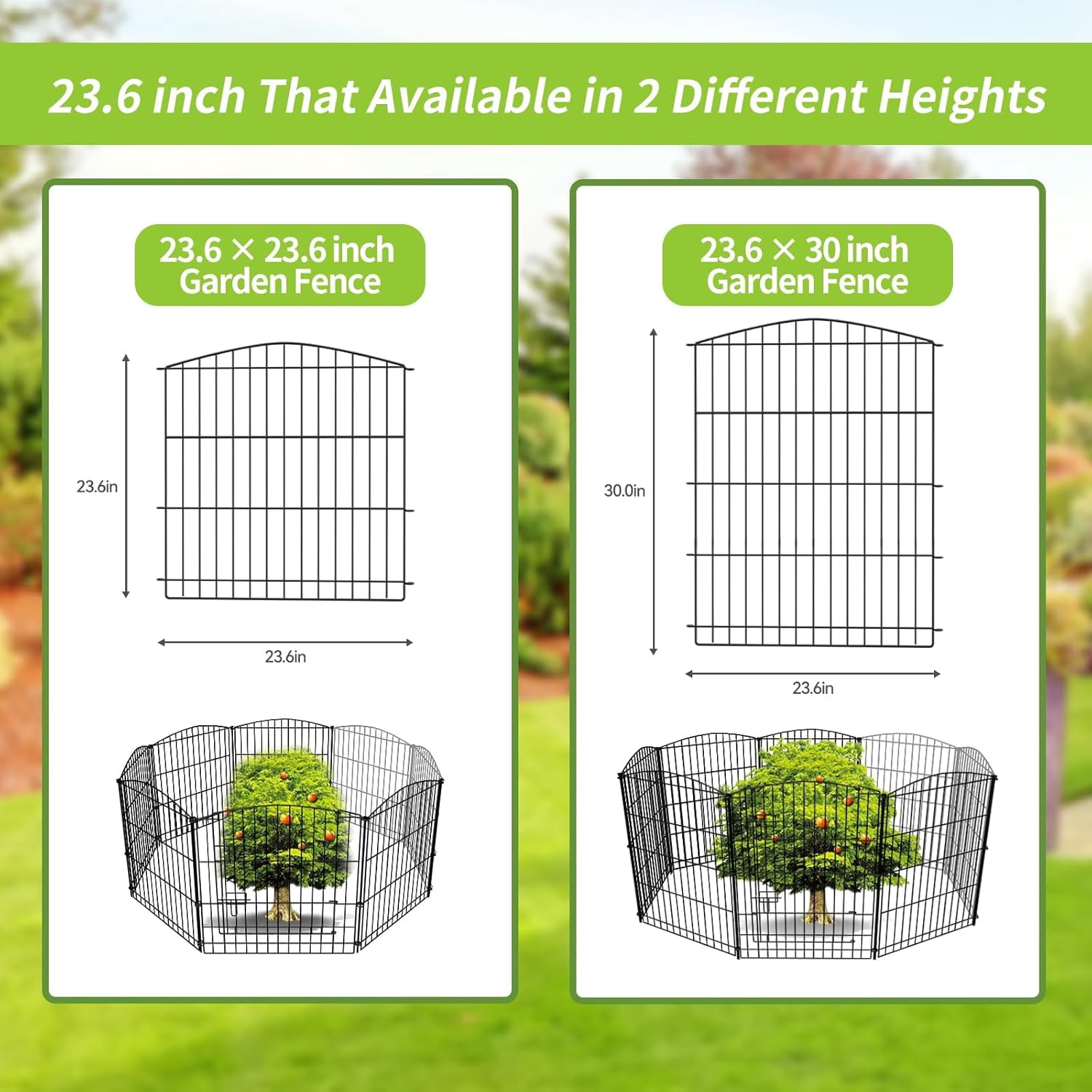 Decorative Garden Fence 6 Panels 11.8ft Temporary Dog Fence No- Animal Barrier with Gate Rustproof Metal Wire for Yard  Outdoor