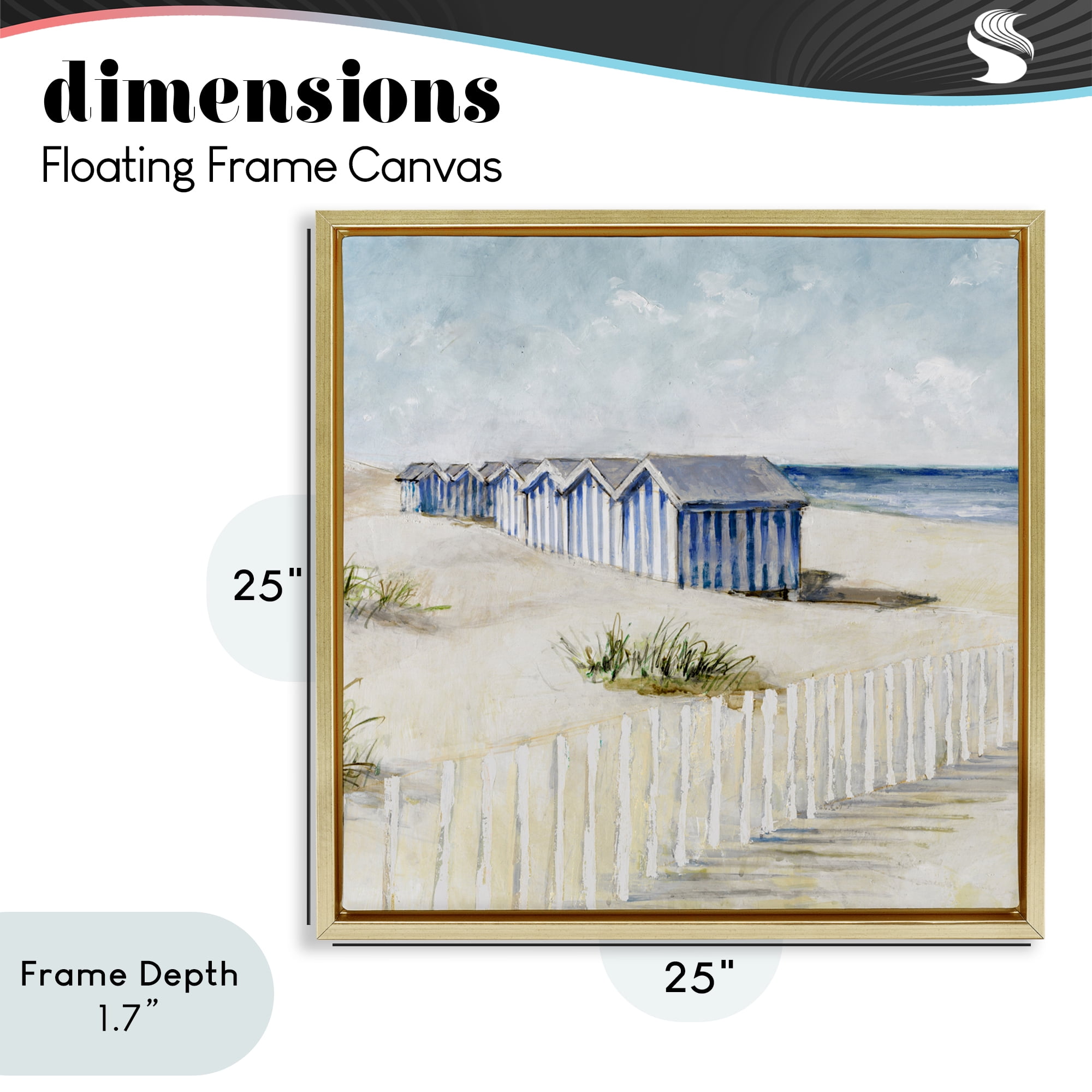 Stupell Industries Vintage Coastline Nautical Shacks Gold Framed Floater Canvas Wall Art, design by Lorenzo Collective