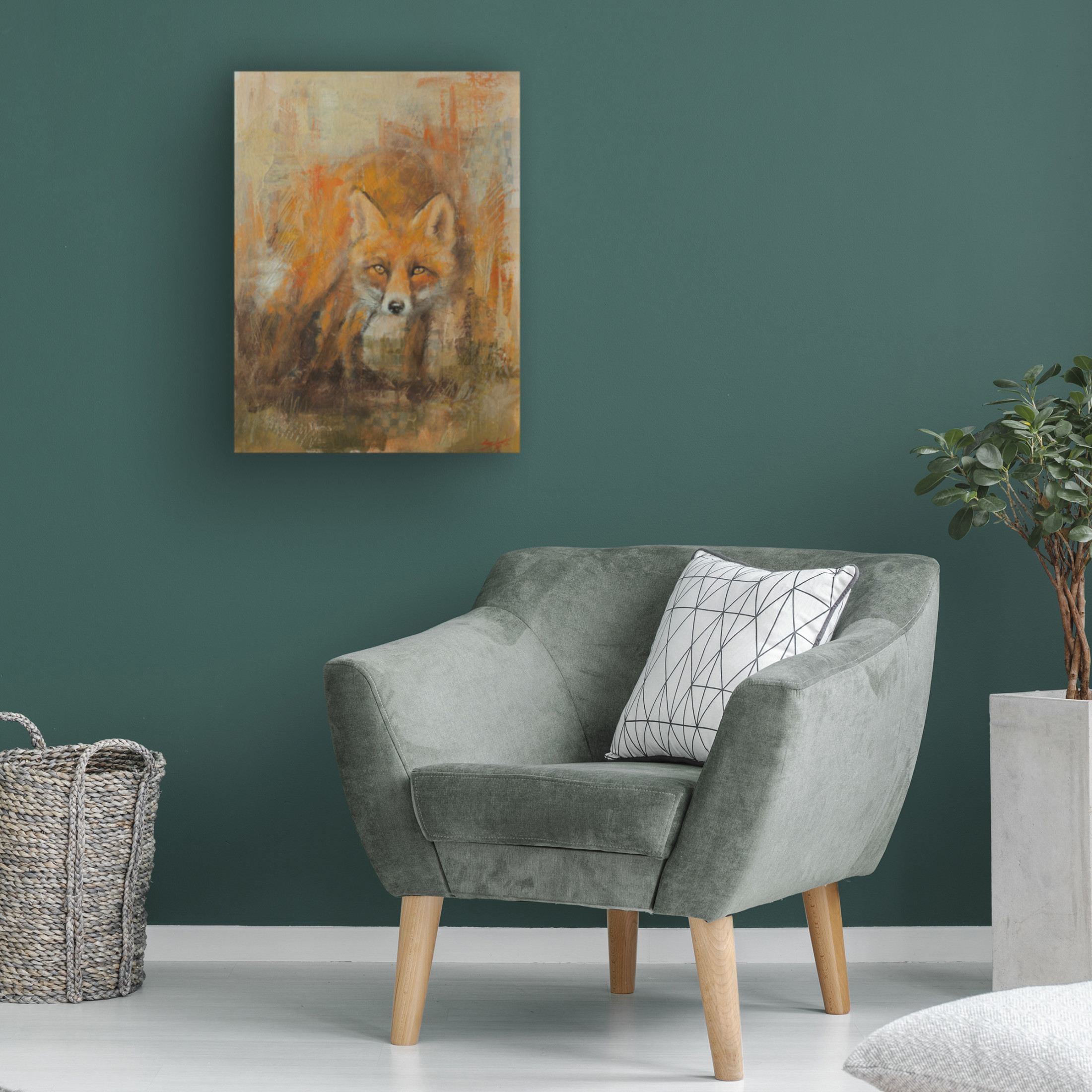 Canvas Wall Art - John Silver 'Fox Portrait 2' Wall Art for Living Room, Bedroom, or Office Décor by Trademark Fine Art - 18 x 24 Inches