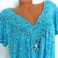 thumbnail image 3 of Lenago Women's Plus Size Floral Printed Short Sleeve V-Neck T-Shirt Pleated Casual Flowy Tunic Blouse Tops, 3 of 6