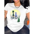 thumbnail image 1 of Camiseta cómoda con estampado de dibujos animados y luna, camiseta deportiva de manga corta y cuello redondo, ropa deportiva para mujer, camisetas de ocio, 1 of 6