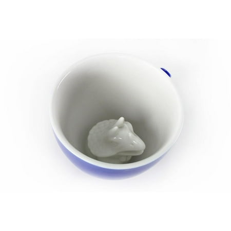 Cobalt Ceramic Mug - Creature Cups Hidden Triceratops Dinosaur Cobalt Blue 11oz. Ceramic Coffee or Tea Mug