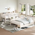 thumbnail image 4 of Harper & Bright Designs Twin over Full Bunk Bed with Storage Drawers and Shelves, Solid Wood Bunk Bed Frame with Guardrail and Ladder, Convertible 2 Beds, Beige, 4 of 15