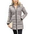 thumbnail image 1 of Innerwin Hooded Coats Solid Color Women Down Winter Long Sleeve Lightweight Puffer Jacket Deep Gray 4XL, 1 of 7